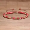 Pulsera de Piedra Natural Transfronteriza de 2*4 mm con Cuentas Espaciadoras Hechas a Mano, Pulsera Tejida con Cuentas de Piedra Imperial, Ajustable, Regalo para el Festival Qixi
