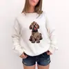 Suéter Tejido Vintage Divertido con Patrón de Perros, Suave Beige Holgado Adelgazante Casual Cuello Redondo Pulóver Top