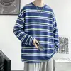 Estilo Coreano Versátil Más Vendido Capa Base Primavera Otoño Invierno Camiseta de Manga Larga para Hombre Estampado Digital Rayas Ropa para Hombre Top Interior
