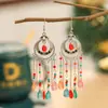 Pendientes Largos Bohemios Blancos Calados K Pendientes Redondos de Diamante de Alto Sentido Daisy Pendientes Nuevos Venta al por Mayor