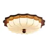Luminária de teto vintage em tecido estilo francês para quarto, luminária de estudo de alto padrão com acabamento em madeira de nogueira retro americano casa