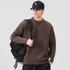 Suéter de punto grueso de alta gama con textura de 810 g, cuello redondo para hombre, nuevo de primavera y otoño, estilo americano, a rayas, casual, cálido, para hombre