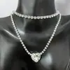 Joias Europeias e Americanas Colar Brincos Pulseira Coração de Pêssego Strass Conjunto de Três Peças Moda Acessórios para Vestido de Noiva