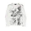 Nova Chegada de Outono Europeu Americano Retrô High Street Punk Estampado Moda Solta Gola Redonda Personalidade Manga Longa Camiseta Top Atacado