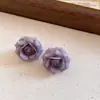 Pendientes Colgantes de Flor de Resina con Aguja Plateada, Pendientes de Estilo Corte Vintage, Accesorios de Oreja Frescos y Dulces con un Toque de Lujo Ligero y Sensación de Alta Gama