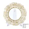 Prato de Jantar de Vidro Galvanizado, Resistente ao Calor, Prato de Servir Irregular Estilo Ocidental, Prato Dourado Girassol para Bife, Louça, Resistente a Altas Temperaturas