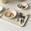 Plato Blanco Francés Estilo Ins con Patrón Vertical en Relieve Bol Bajo Simple Cerámica para el Hogar Bol para Yogur Bol Nido de Pájaro Bol para Postre