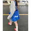 Bolsa de Lona Casual de Gran Capacidad Estilo Coreano para Mujer, Bolsa Tote Versátil con Cierre de Cordón y Diseño de Letras, Bolso de Hombro Portátil Elegante para el Día a Día