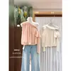 Liquidação, Sem Devoluções ou Trocas. Blusa de Verão Elegante e Juvenil Estilo Francês com Amarração Floral 26811