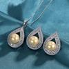 Cobre Chapado en Oro Pendientes Colgantes de Moda para Mujer de Alta Gama con Imitación de Perla Natural para Transmisión en Vivo Joyería al por Mayor en Stock