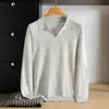 Suéter de punto casual de color liso, alta calidad, imitación de primavera/otoño, estilo nuevo, cuello de gaviota, top básico holgado para hombre, versátil para moda transfronteriza