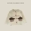 Cárdigan de Punto con Dibujo de Casa de Primavera y Otoño para Niños Suéter Abrigo de Punto con Cuello Redondo y Botones para Bebé Top Lindo para Niños y Niñas
