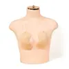 Cinta para senos con forma de mango transfronteriza, de colgar en el cuello, almohadillas de silicona para senos elevadoras, tirantes transparentes, anti-caída, sin costuras y cinta de sujetador push-up