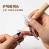 Pintauñas reemplazo pincel nuevo doble cabezal varilla madera maciza desmontable cabezal pincel multifuncional juego herramienta