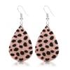 Pendientes Populares de Amazon de Cuero PU de Doble Cara con Estampado de Leopardo, Pendientes de Cuero Huecos en Forma de Gota de Agua para Mujer