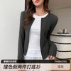 550 Tops Falsos de Dos Piezas con Cremallera para Mujer a Principios de Otoño con Camisetas Ajustadas de Rayas Diseño de Nicho Camisas de Base de Manga Larga Otoño e Invierno