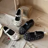 Zapatos de Cuero Redondos Retro de Moda para Niñas con Lazo, Nuevos y Lindos Zapatos de Punta Baja de Lunares para Niños Primavera 2026