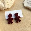 Hyuna otoño e invierno felpa flocado oso tridimensional colgante resina accesorios diy pendientes hechos a mano material para tocado venta al por mayor