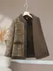 Jaqueta de algodão com estampa floral retrô e gola alta para mulheres, meia-idade e idosos, forrada com fleece para aquecimento, caimento solto, plus size, novo estilo