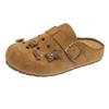 Sapatos Borken Vintage Femininos 2025 Novo Primavera Roupa Externa Casual Versátil Sapatos Caverna com Biqueira e Meio Slip-on Ins Chinelos da Moda