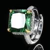 2025 nueva joyería base de cobre chapado en oro taladro de alto carbono flor de hielo taladro cuadrado incrustación de cobre cuadrado de princesa anillo de lujo ligero para mujer 12*12