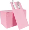 Servilletas de Papel de Color con Tacto a Lino Transfronterizas con Logo Personalizable, Bolsillos para Cubiertos, Servilletas de Papel Libres de Polvo para Cumpleaños, Bodas y Fiestas