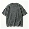Yidi Exportado para Europa e América Camiseta de Manga Curta para Homens, Verão, Caimento Solto, Gola Redonda, Letras em Relevo, Marca Tendência Retro Americana Manga Meia