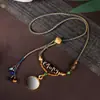 Novo Cordão de Pescoço Ajustável com Contas Dzi Estilo Chinês e Thangka Corda de Algodão Enrolada à Mão Tecida à Mão para Homens e Mulheres Venda por Atacado