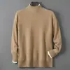 Suéter 100% Lã Pura Masculino Gola Alta Meia Cor Sólida Pulôver Roupa Íntima Casual Suéter de Caxemira Malha Solta Camisa Base