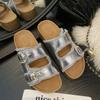 Pantuflas Birkenstock Retro para Mujer, Nuevo Estilo de Moda Verano 2026 con Hebilla y Borlas, Sandalias de Playa Casuales de una Sola Tira
