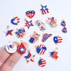 Nuevo Colgante de Gota de Aceite del Día de la Independencia Americana Accesorios de Joyería de Aleación DIY Colgante para Collar Llavero Cruz Colgante Venta Caliente Transfronteriza