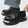 Outono 2025 Mais Vendidos Sapatos Derby Robustos Sola Grossa Aumentadores de Altura Versáteis Preto Casual Business Estilo Britânico Sapatos de Couro para Homens