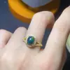 Anillo de ópalo negro natural partículas grandes 7*9mm base de plata de ley s925 incrustada apertura ajustable suministro en vivo