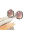 Aretes minimalistas con incrustaciones de circonita, calcedonia natural, ágata de calabaza verde translúcido y colgante de seguridad, mismo estilo que se ve en Xiaohongshu