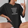 Camiseta de Algodón 100% Puro Estampada con Letras Talla Grande de Verano Nuevo Estilo Europeo, Americano y Coreano Holgada Versátil Retro de Manga Corta