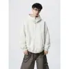 Moletom com capuz estiloso novo do streetwear americano para homens, com zíper, tecido pesado e um design simples de cardigã cinza para o outono de 2026