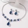 Colar de Zircônia Europeu e Americano Gota d'Água Luxo Leve Novo Estilo Elegante para o Dia a Dia Conjunto de Duas Peças Corrente para Clavícula Colar da Moda Versátil