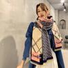 Bufanda Nueva de Invierno Cálida Imitación Cachemira Bufanda de Largo Medio para Aire Acondicionado para Mujer Bufanda Retro con Borlas de Caballo