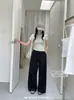 Pantalones Paracaídas Ligeros que Realzan la Figura de Forma de Pera, Pantalones Casuales de Pierna Ancha Plisados con Caída de Cintura Alta Adelgazantes, Estilo Delgado M85