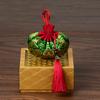Bolsita Dorada Estilo Palacio Liuxia Jianghai con Borlas, Bolsita Bordada Estilo Chino con Patrón de Olas Marinas y Acantilados, Accesorio Hanfu