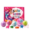 Bola de Banho Infantil Sereia 60g Transfronteiriça Fragrância de Planta Óleo Essencial Bola de Banho com Bolhas Bola de Sal de Banho Explosiva