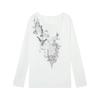 Camiseta de Verano Blanca Casual Trendy de Manga Larga Estilo Ins Transfronterizo Street Sexy Delgada Estilo Lazy Camiseta Top