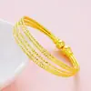 Pulseras Abiertas de Círculo Delgado al por Mayor Oro de Arena Vietnamita Pulseras de Resorte Bohemias para Mujer Latón Chapado en Oro Pulseras de Múltiples Círculos