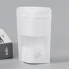 Saco de papel Kraft transparente com janela, saco de embalagem de alimentos autoadesivo e autovedante, fácil de rasgar, saco de vedação de oito lados, saco de chá selado