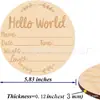 Placa Redonda Doble Cara de Madera Helloworld al por Mayor 15cm Cartel de Anuncio de Nacimiento de Bebé Apellido
