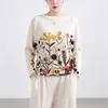 Nova Camiseta Feminina Outono 2026: Gola Redonda, Estampado, Manga Morcego, Caimento Solto, Valoriza a Silhueta, Casual, Versátil, Blusa Estilo Issey Miyake
