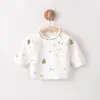 Roupas para bebê recém-nascido, camisa com abertura nas costas, top de manga curta em algodão puro, roupa estilo monge, estilo fino para primavera e outono, Classe A, 0-3 meses