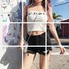 Versión coreana de tubo ajustado con estampado de letras ajustado para mujer, sexy, básico, corto, para el pecho, verano S1032 (banda de pecho estampada