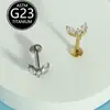 Comércio Exterior Transfronteiriço Liga de Titânio F136 Zircônia Incrustada Rosca Interna Stud para Osso da Orelha Stud para Lábio Joia para Body Piercing em Estoque
