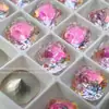 Rhinestones de Unha de Celebridade da Internet de Alta Qualidade Ninho de Pássaro Corte Fatia Quadrado Super Brilhante Cristal Iridescente Rhinestones de Ponta Inferior Decorações de Rhinestones Multifacetados para Unhas